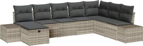 vidaXL Kerti Kanapé Szett párnával 8 pcs Világosszürke polirattan