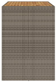 szürke polyrattan kerti bárasztal akácfa lappal 145x80x110 cm