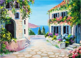 Kép - görög utca, olajfestmény (70x50 cm)