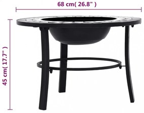 fekete és fehér kerámia mozaik tűztál 68 cm