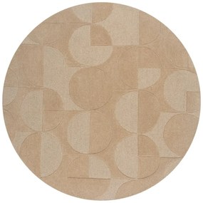 Bézs gyapjú kerek szőnyeg ø 160 cm Gigi - Flair Rugs