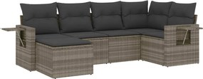 vidaXL 6 részes világosszürke polyrattan kerti ülőgarnitúra párnákkal