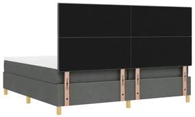 Boxrugós ágy fejtámlával Sötétszürke 200 x 200 cm szövet