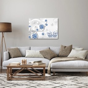 Kép - kék hattyúk (üvegen) (70x50 cm)