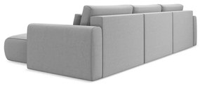 Világosszürke bársony kinyitható-tárolóhelyes (U alakú) sarokkanapé Kapua – Makamii