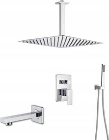 Falsík Alatti Zuhanyszett Kifolyócső Rövid Króm Esőztető 40 cm