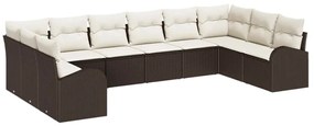 vidaXL Kanapé Szett párnával 10 pcs Barna Polyrattan