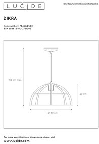 Lucide 76464/01/30 - Csillár zsinóron DIKRA 1xE27/60W/230V