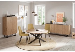 Kerek étkezőasztal tölgyfa dekoros asztallappal 120x120 cm Ther – Marckeric