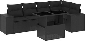 vidaXL 6 részes fekete polyrattan kerti ülőgarnitúra párnákkal