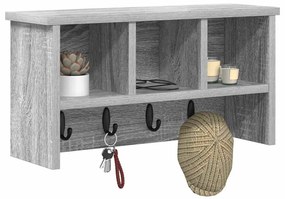 Fali Kabáthorog polcokkal Szürke sonoma 50 x 16 x 26 cm Faanyag