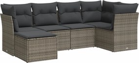 vidaXL 6 részes szürke polyrattan kerti ülőgarnitúra párnákkal