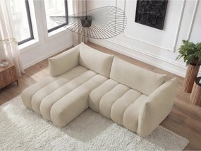 Bézs buklé sarokkanapé (bal oldali-heverő résszel) Azra – Bobochic Paris