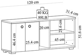Cipőtároló (cipősszekrény) Vabite 2 (fehér + zafír tölgy). 1094588