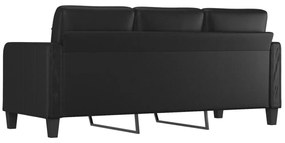 vidaXL 3 személyes fekete műbőr kanapé 180 cm