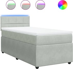 vidaXL világosszürke bársony rugós ágy matraccal 90 x 200 cm