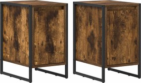 vidaXL Éjjeli asztal 2 pcs Füstös tölgy 39,5 x 30 x 50 cm Faanyag