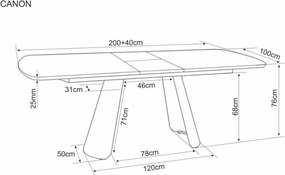 Canon bővíthető étkezőasztal 200-240cm
