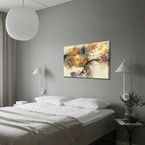 Vászon falikép, absztrakt festék, 70x100 cm, krémszínű-világosbarna - JOUVENCE