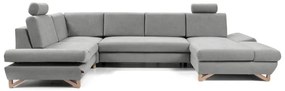 AVESTA kárpitozott U-alakú sarok ülőgarnitúra, ággyá nyitható, tárolóval, szürke