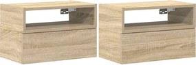 vidaXL 2 db sonoma tölgy falra szerelhető éjjeliszekrény 45x26x28,5 cm