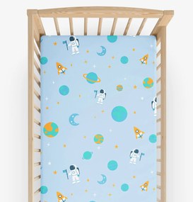 Goldea gyermek gumis pamut lepedő kiságyba - űrhajósok az űrben 60 x 120 cm