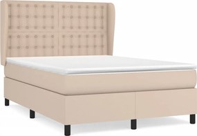 vidaXL cappuccino színű műbőr rugós ágy matraccal 140 x 190 cm