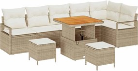 vidaXL Kerti Kanapé Szett párnával 9 pcs Bézs Poli rattan