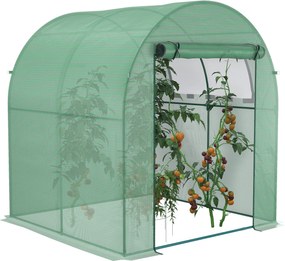 Outsunny Kerti Üvegház 180x180x200 cm Kis Alagú Üvegház Felhúzható Ajtóval és Háló Ablakkal Növények és Virágok neveléséhez | Aosom
