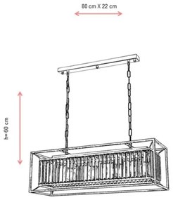 CRYSTALLINE láncos csillár 4xE27/6W/230V, bronz színű