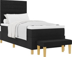 vidaXL Boxrugós ágy matracmal fejtámlával Fekete 90 x 190 cm szövet