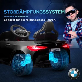 AIYAPLAY Elektromos gyerekautó BMW M4, hang és fény, 3-5 km/h, távirányítóval, fekete