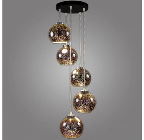 Kemar NP/5/W/D3 - Csillár zsinóron KULE 3D 5xE27/60W/230V