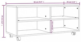 füstös tölgy színű szerelt fa TV-szekrény görgőkkel 90x35x35 cm