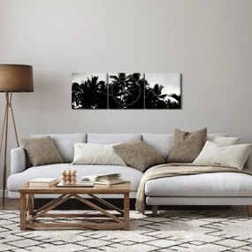 A fekete-fehér pálmafák képe (órával) (90x30 cm)