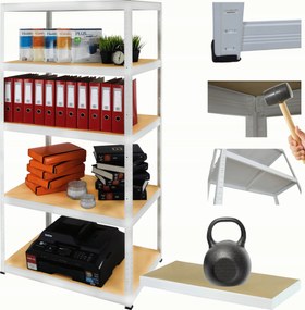 Tárolószekrény fém állvány Helios 213x75x30cm 5Px175kg Tömör