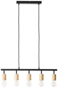 Brilliant - TIFFANY kábeles csillár 5xE27/28W/230V fekete/bambusz