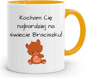 Sárga Bögre Ajándék Testvérnek Szeretlek Testvérem, fényképes nyomattal