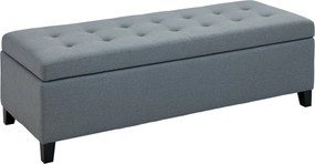 HOMCOM Kárpitozott Pad, Tárolós Pad Fedéllel, Vászon Hatású, Ládaszerű Pad, Tároló Pad Nappaliba, Hálószobába, Szürke, 125 x 49 x 41.5 cm | Aosom