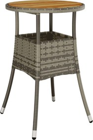vidaXL szürke akácfa és polyrattan kerti asztal Ø60 x 75 cm