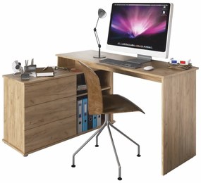 Univerzális sarok PC asztal, tölgyfa artisan, TERINO