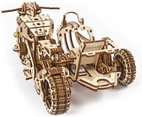 Ugears - 3D fa mechanikus puzzle Scrambler motorkerékpár kocsival