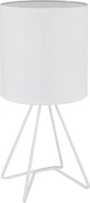 Globo 21734W Asztali lámpa, fém fehér, textil fehér, kábel PVC fehér, billenőkapcsoló a kábelen, ø: 160mm, M: 345mm, kábelhossz 1300mm, 1x E14 40W 230V izzó nélkül