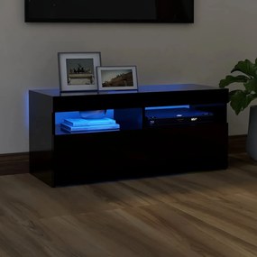 Fekete TV-szekrény LED-világítással 90x35x40 cm