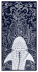 Sötétkék strandtörölköző 90x180 cm Shark – DecoKing