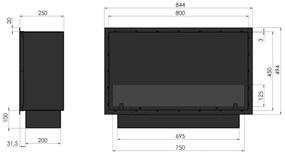 InFire - Beépített BIO kandalló 49,4x84,4 cm 3,5kW fekete