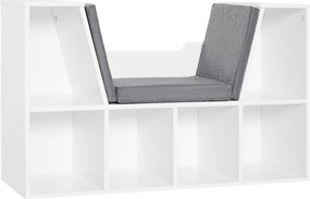 HOMCOM Könyvespolc Ülőrésszel 6 Cube Eredeti Gyermek Könyvespolc Cipőtartó Kárpitozott Polc Pad Multifunkcionális 102x30x61 cm | Aosom