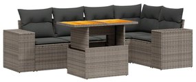 6 részes szürke polyrattan kerti ülőgarnitúra párnákkal