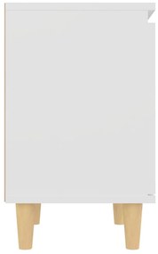 2 db fehér éjjeliszekrény tömör fa lábakkal 40 x 30 x 50 cm