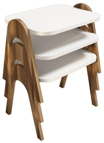 Dohányzóasztal (3 részes) Paris - Walnut, White